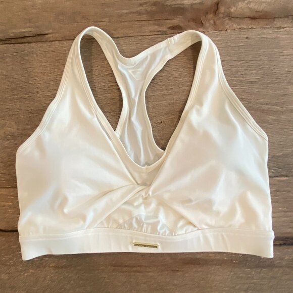 Gymshark X Whitney Simmons Racerback Mesh Sports Bra Size M in Creamy White π€ - Picture 3 of 12